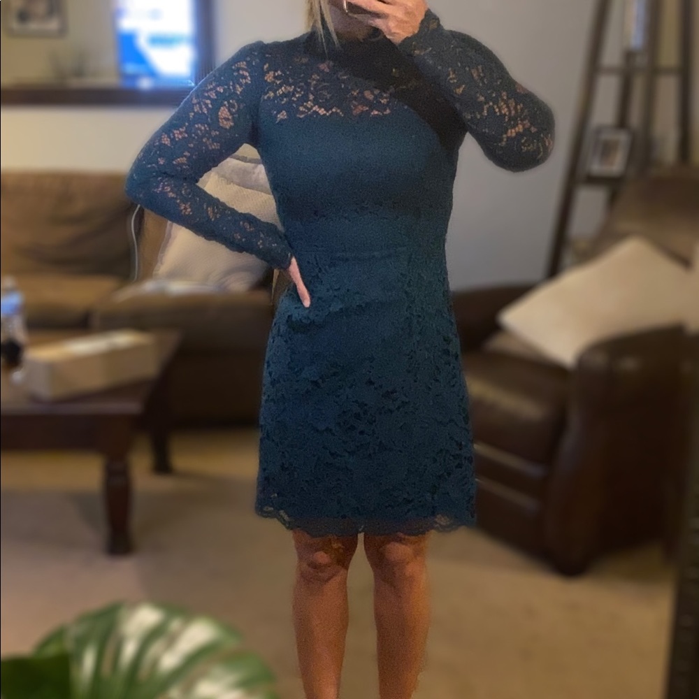 Lace covered mini dress